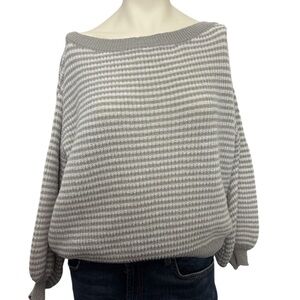 Shein Gray and white Striped Women's Sweater
